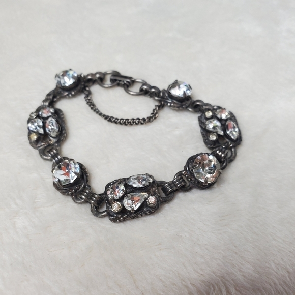 Kramer Vintage Bracelet Rhinestones Silver Toned - Picture 1 of 4